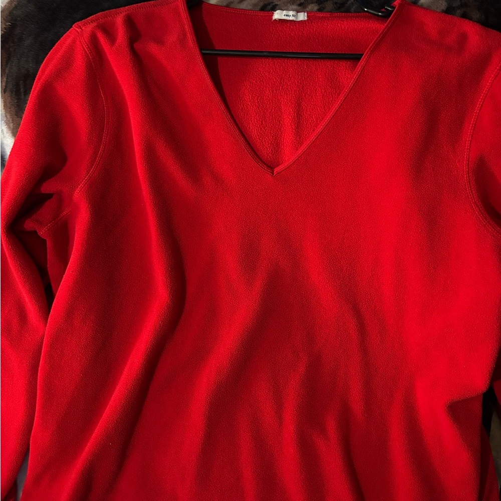 Elegant Scarlet V-Neck Women's Sweater